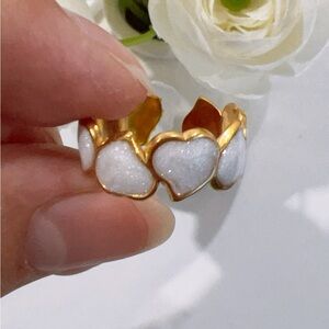 Gold and White Heart Ring